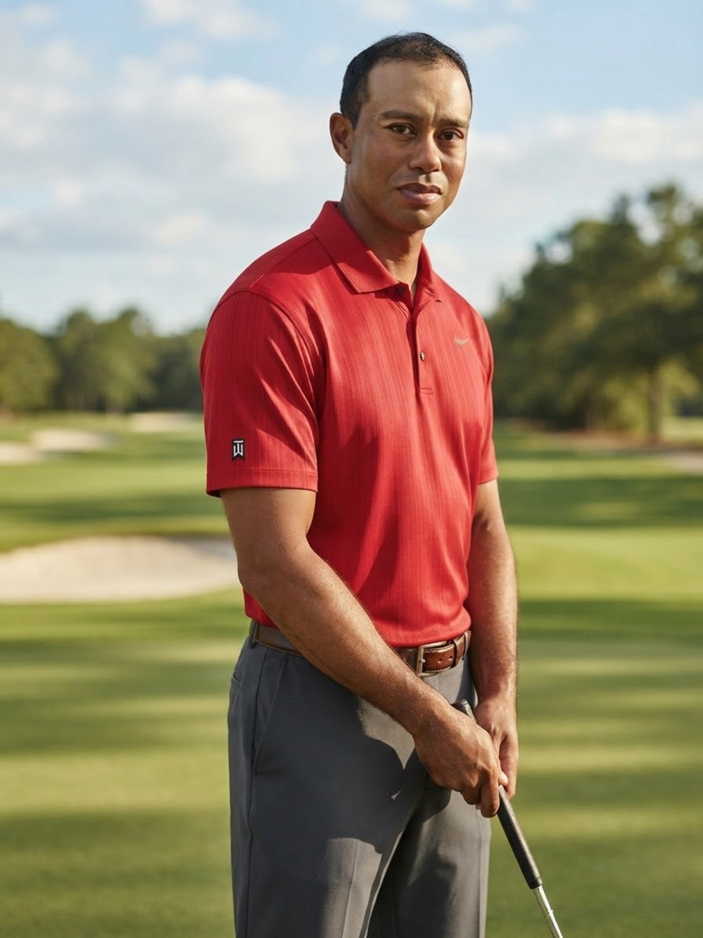 Tiger Woods Nike Dri-FIT Golf Polo Shirt Red Striped Men’s Size Large L